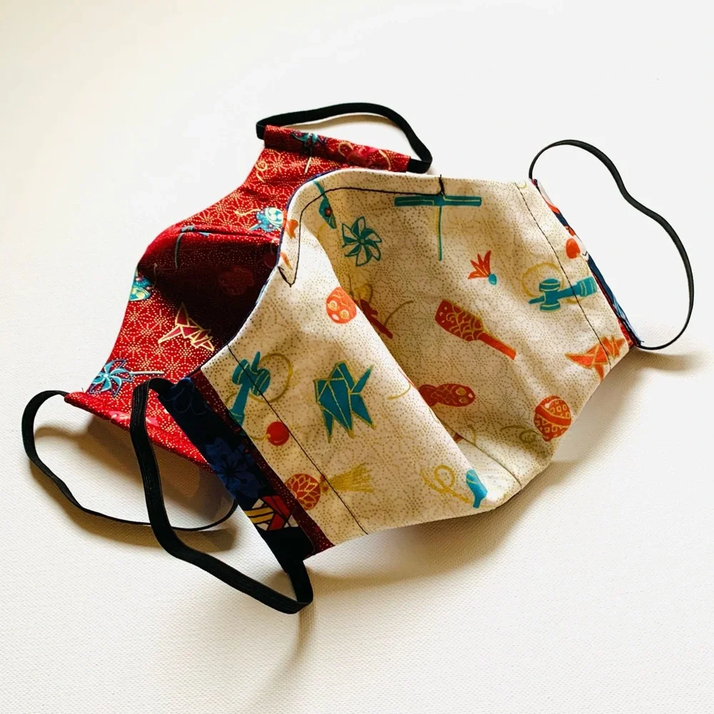 NEW Handmade Navy Blue Chopstick Print Face Mask